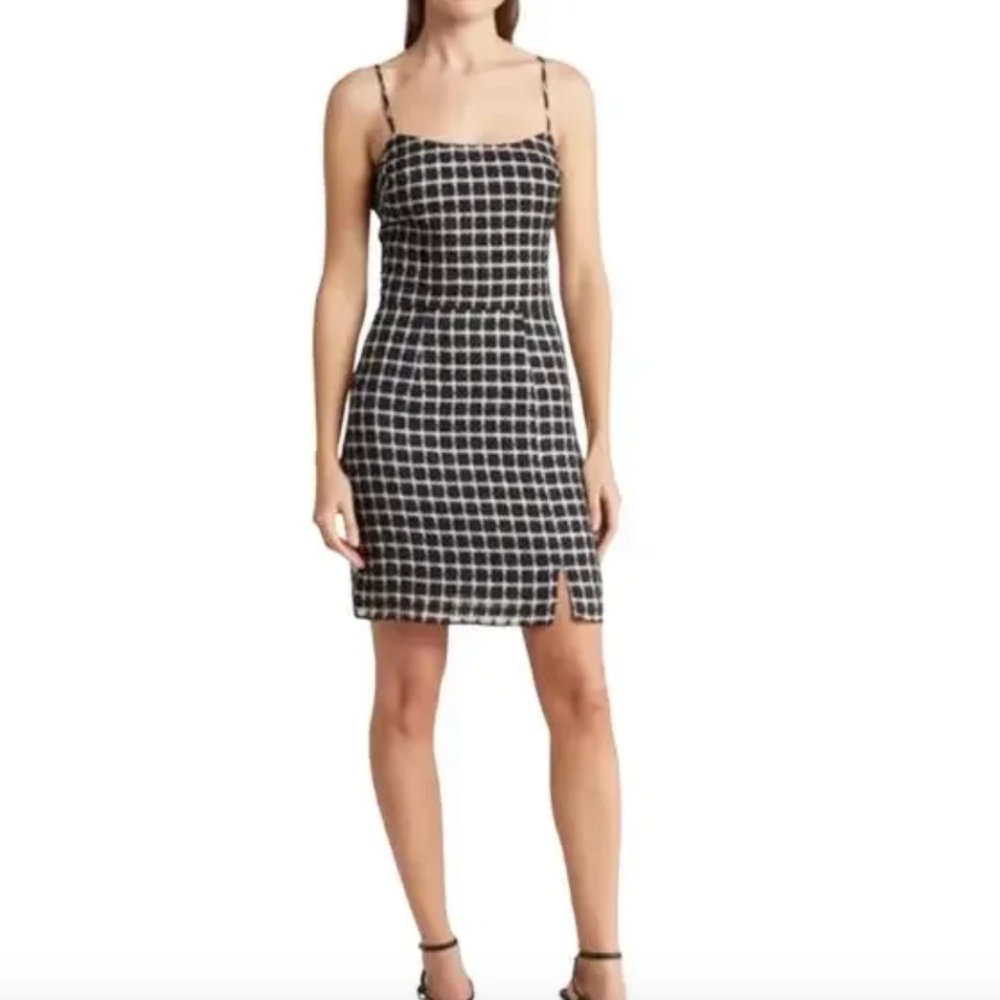 Dress The Population Kallan Grid Pattern Cocktail Mini Dress Size Medium